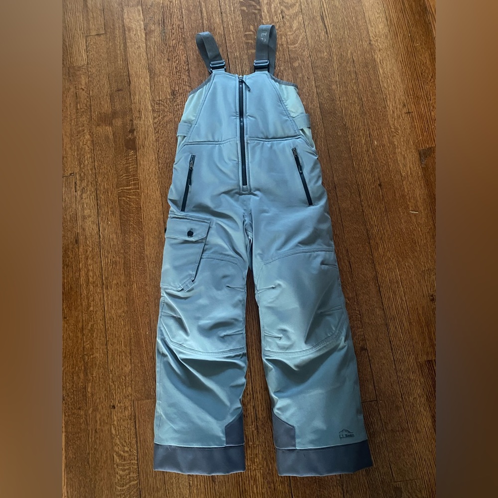 LL Bean Patroller Waterproof Snow Pants / Snow Bibs, Unisex, Kids size 8, Grey